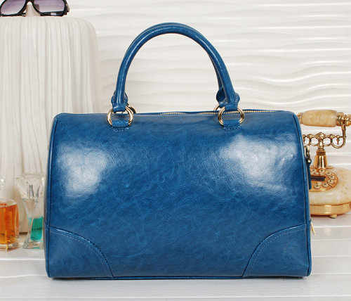 2014 Prada Shiny Leather Two Handle Bag BL0822 blue